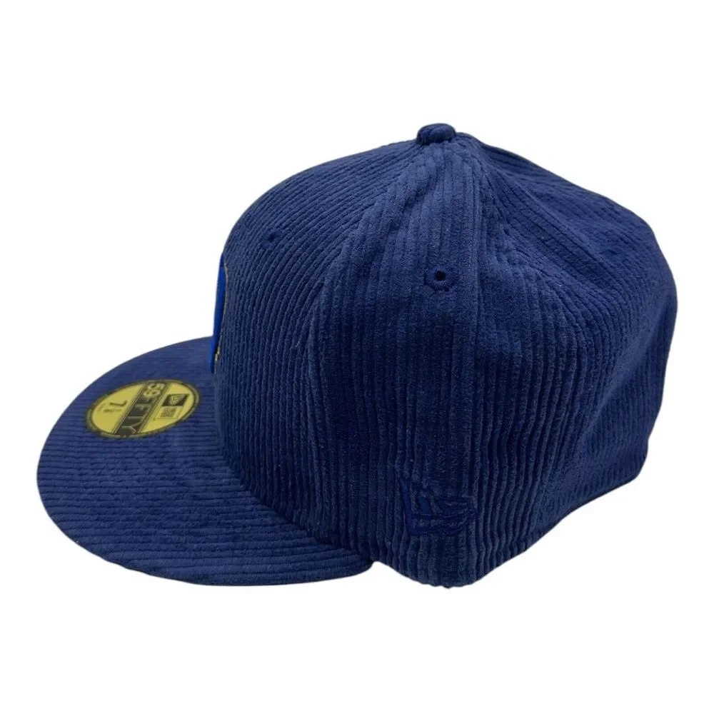 New Era 59Fifty Milwaukee Brewers Hat Cap 7 1/8 Royal Blue Corduroy MLB Baseball